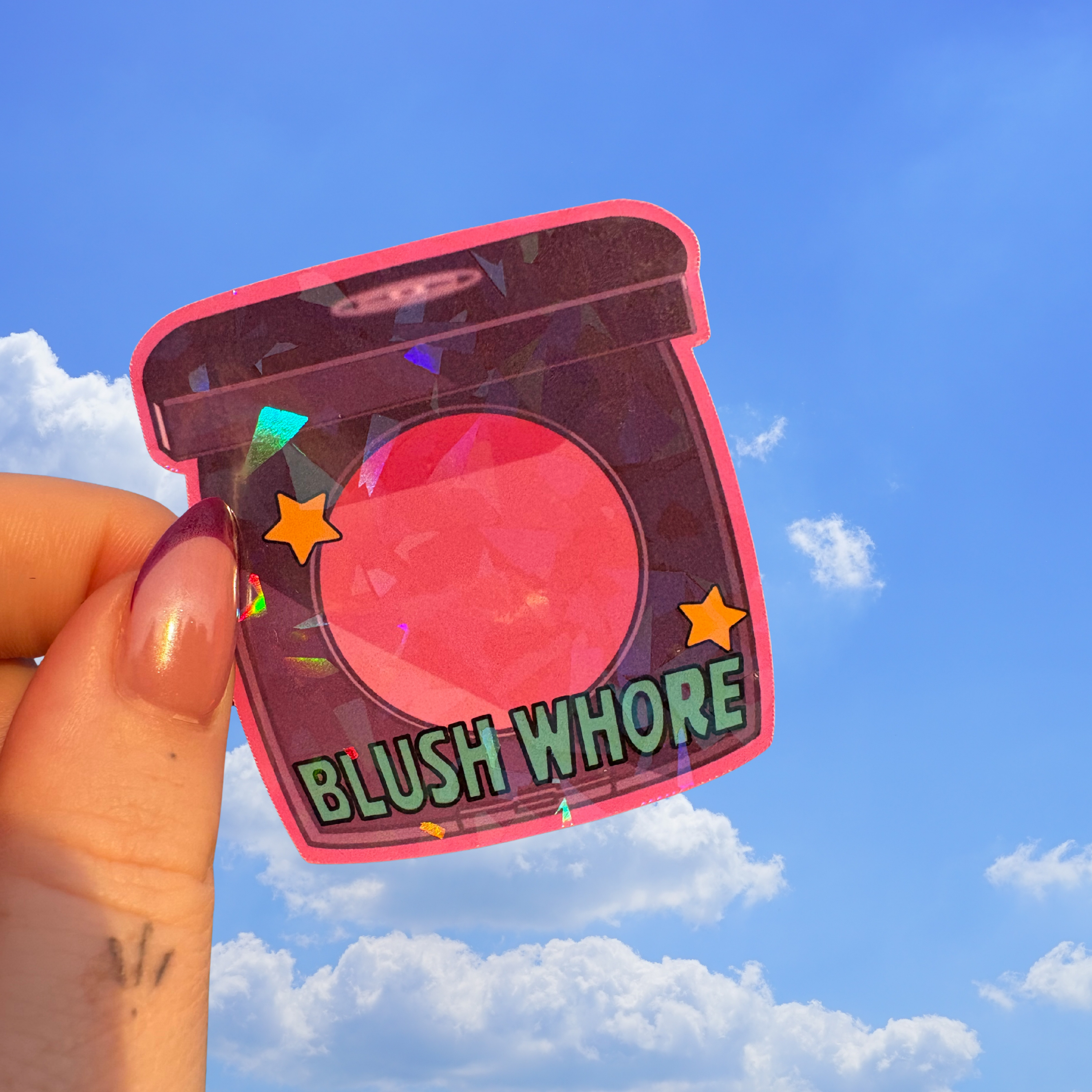 Blush whore holographic sticker