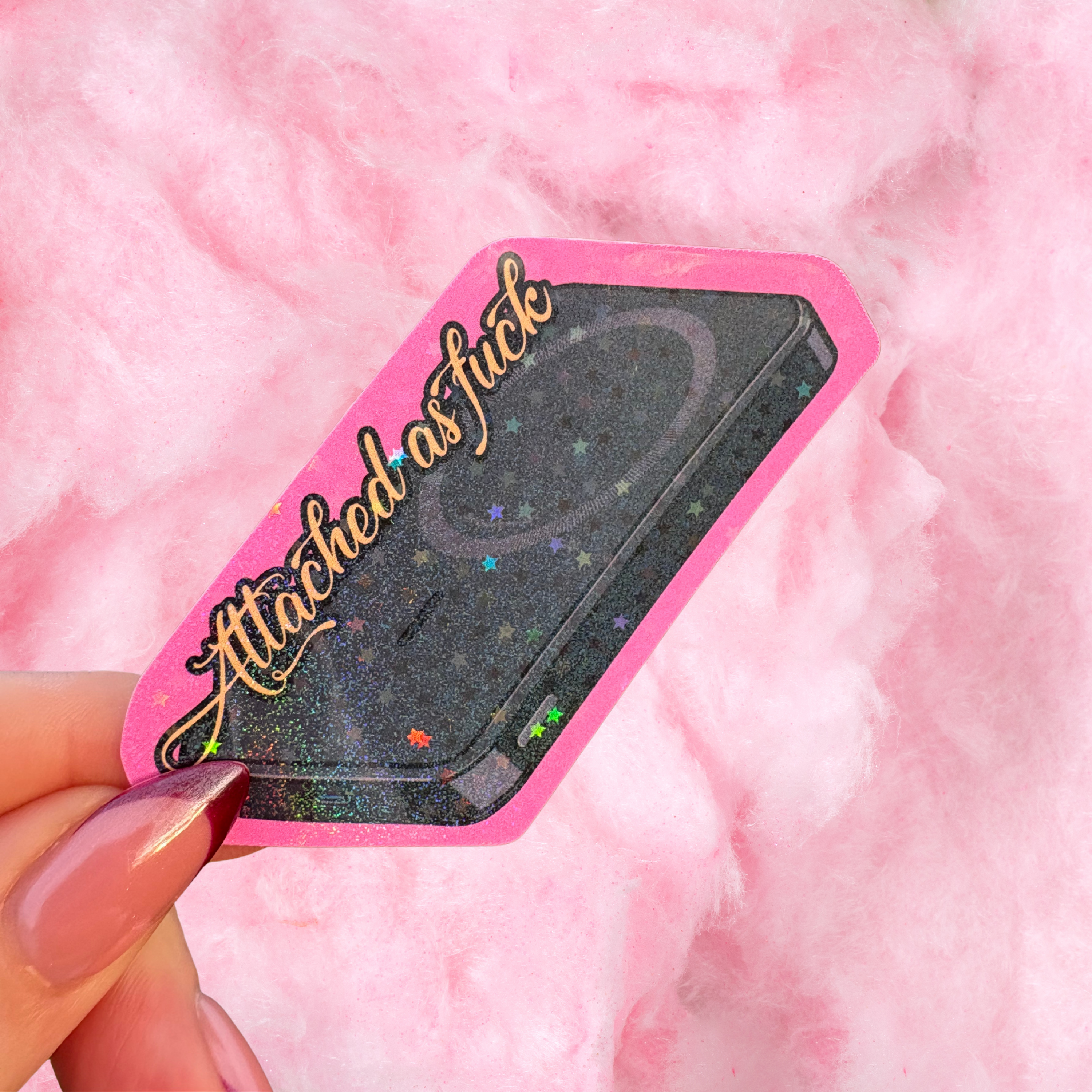 Attached as fuck holographic sticker