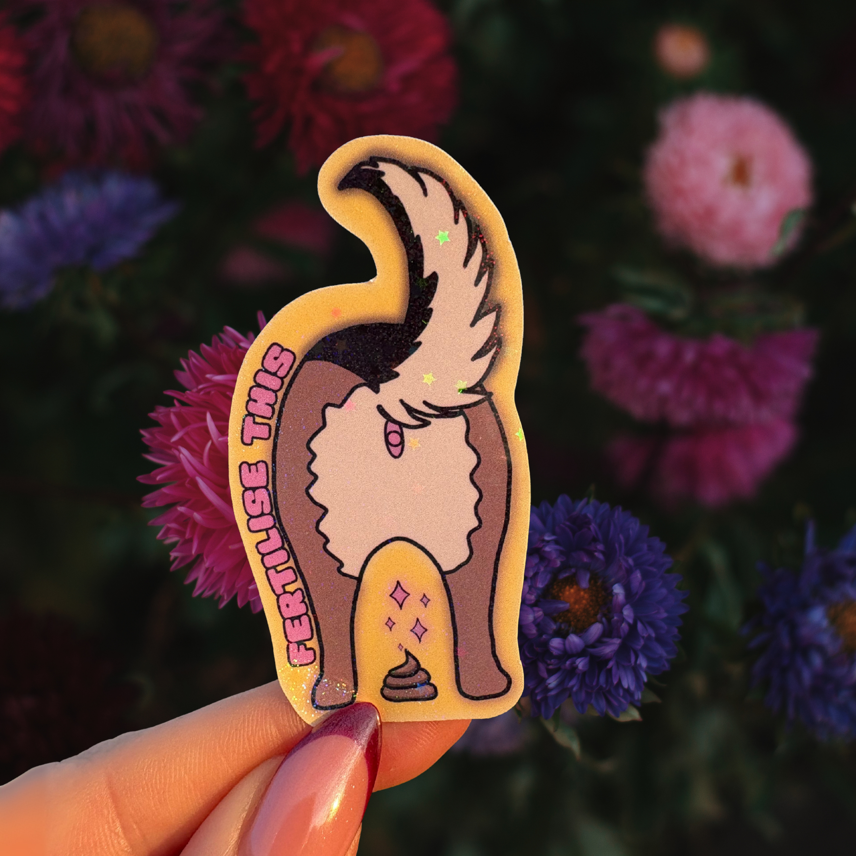 Fertilise this holographic sticker