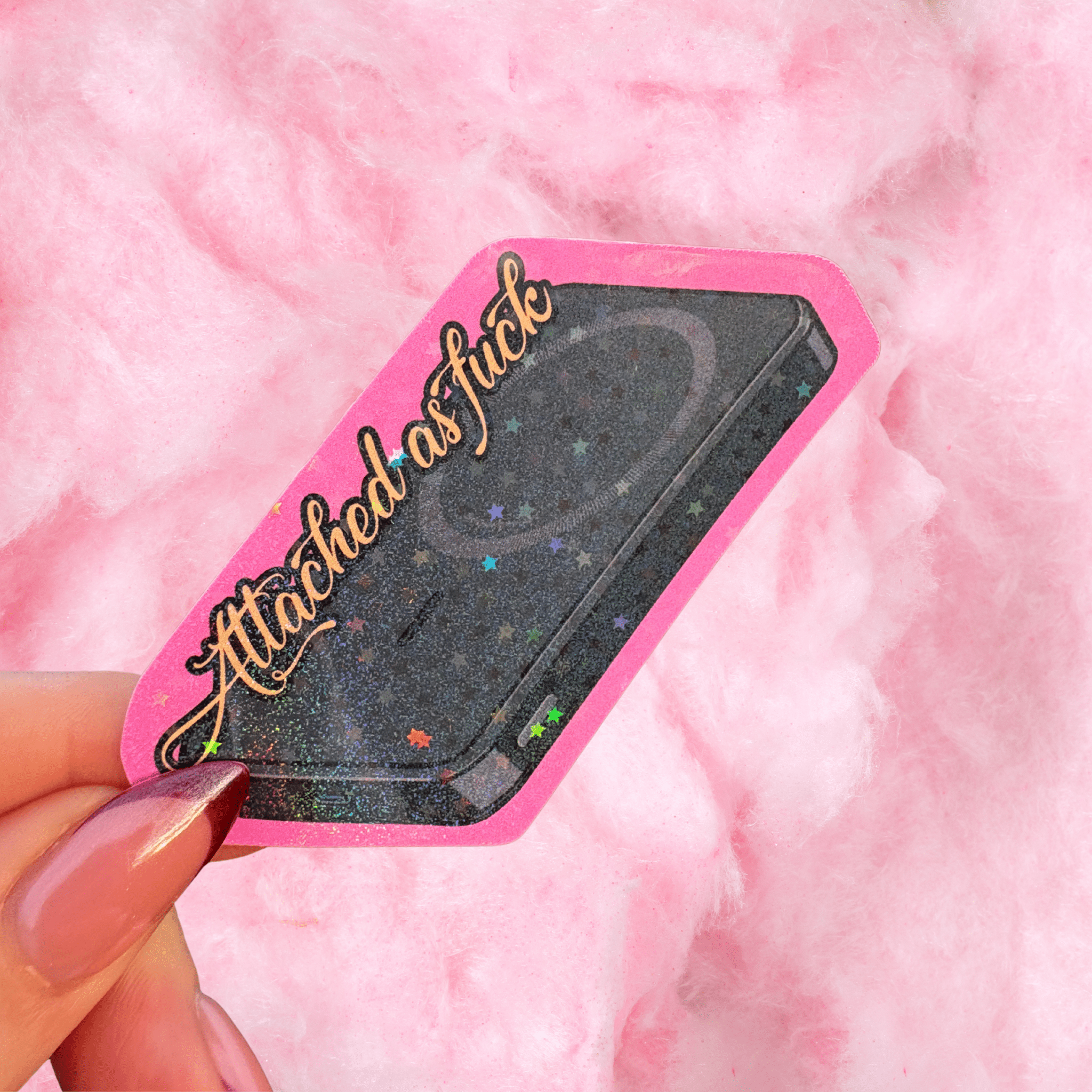 Attached as fuck holographic stickerThe Offensive Sticker Co.