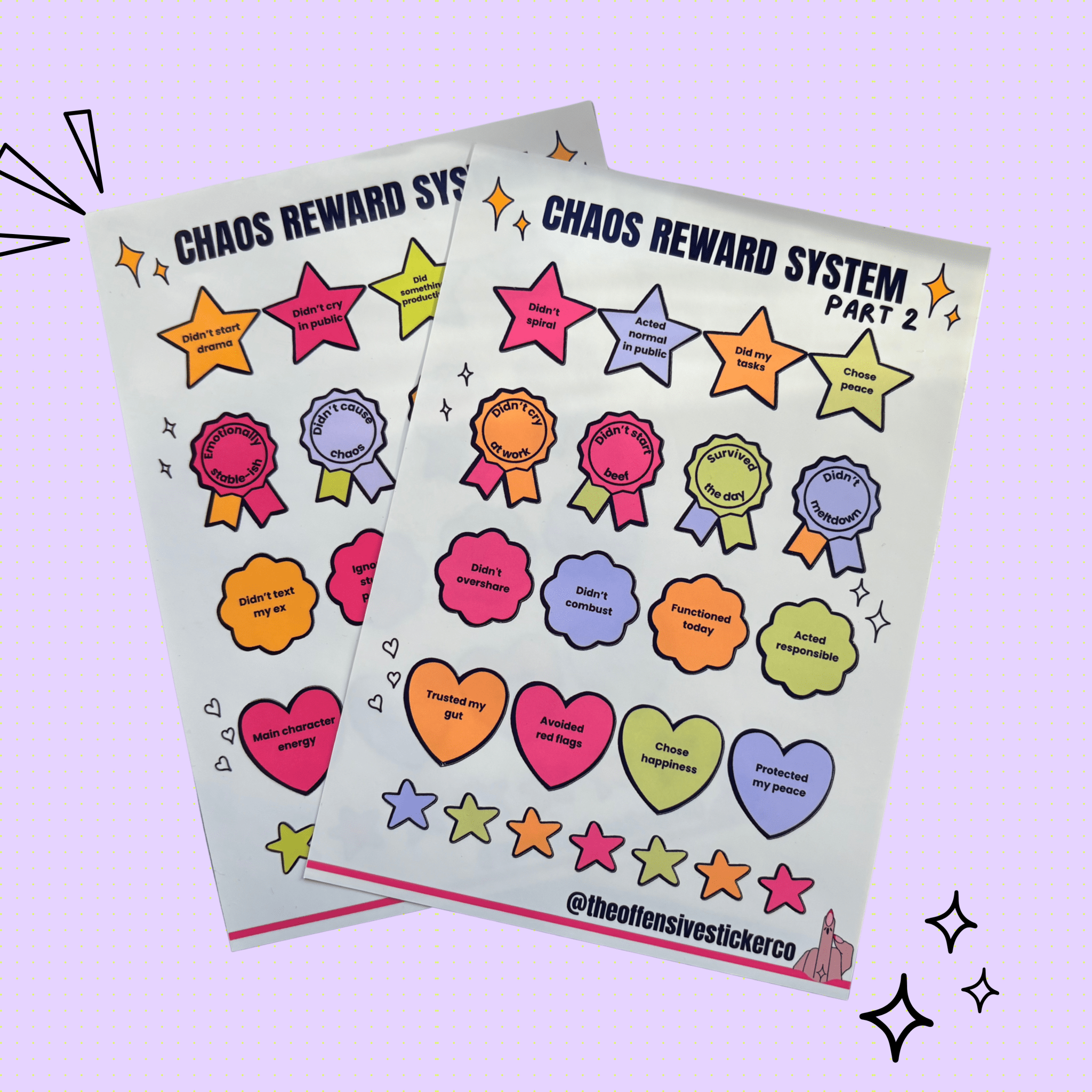Chaos reward system sticker sheet bundle / OG & Part 2Sticker Sheet (Adult reward)The Offensive Sticker Co.