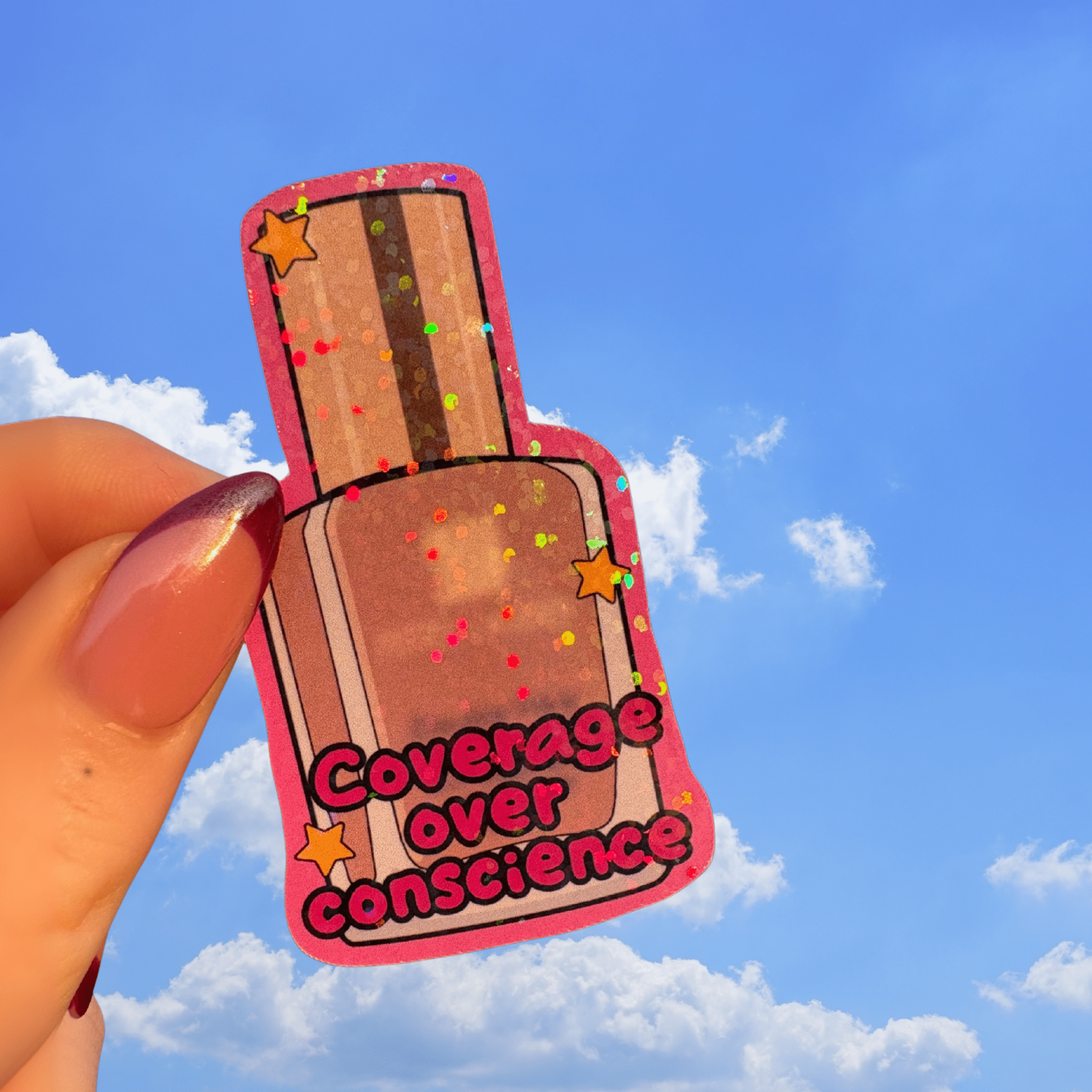 Coverage over conscience holographic stickerThe Offensive Sticker Co.