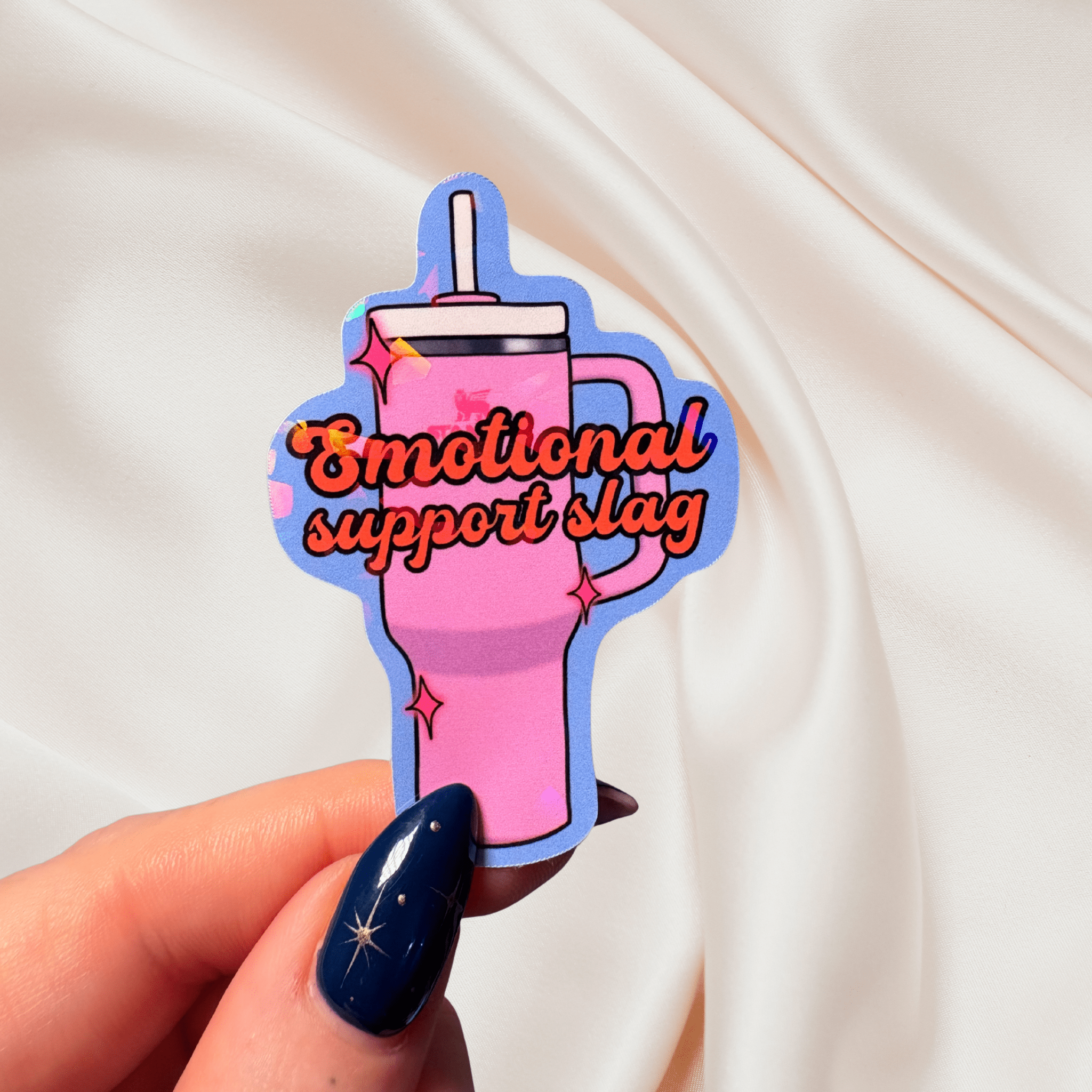 Emotional support slag holographic stickerThe Offensive Sticker Co.