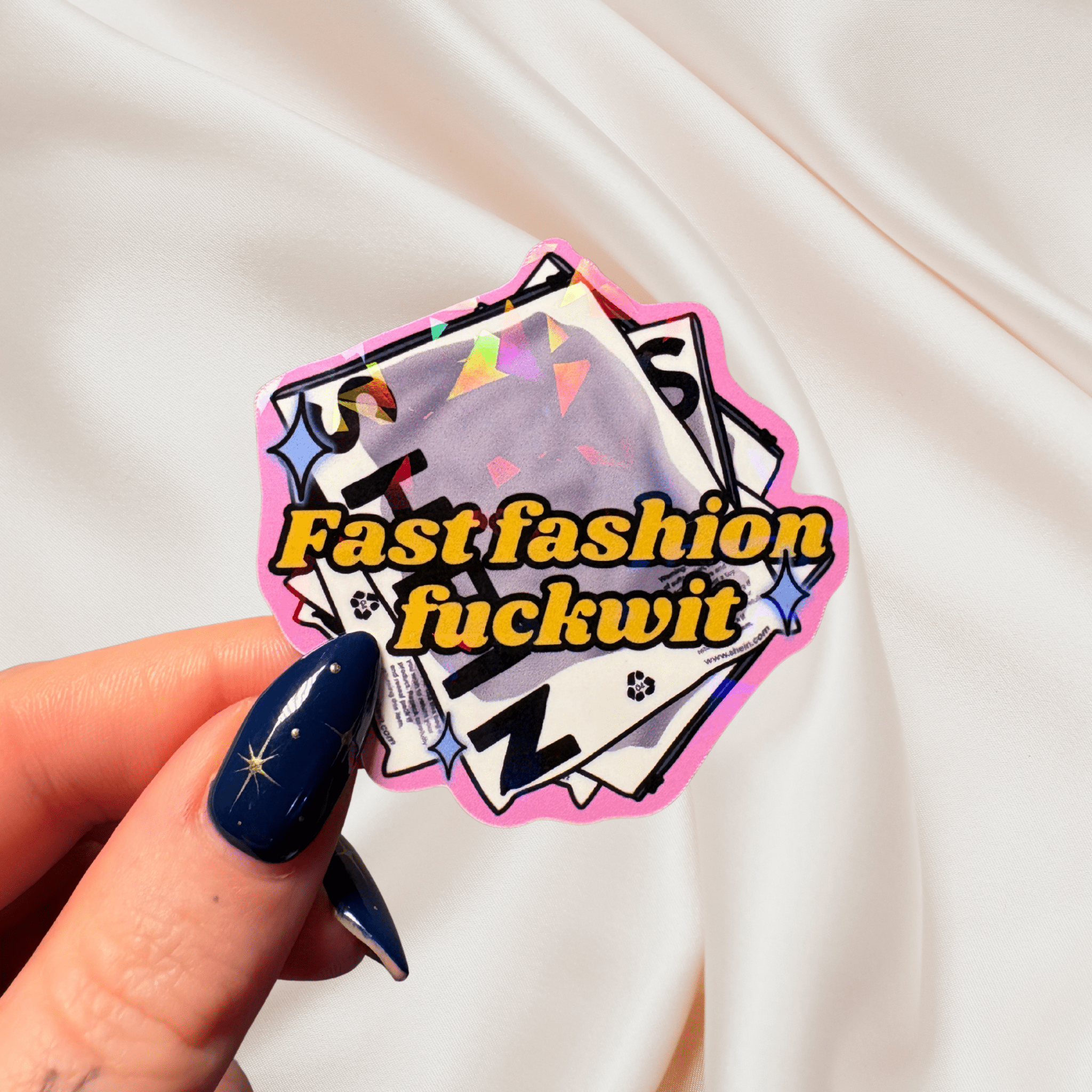 Fast fashion fuckwit holographic stickerThe Offensive Sticker Co.