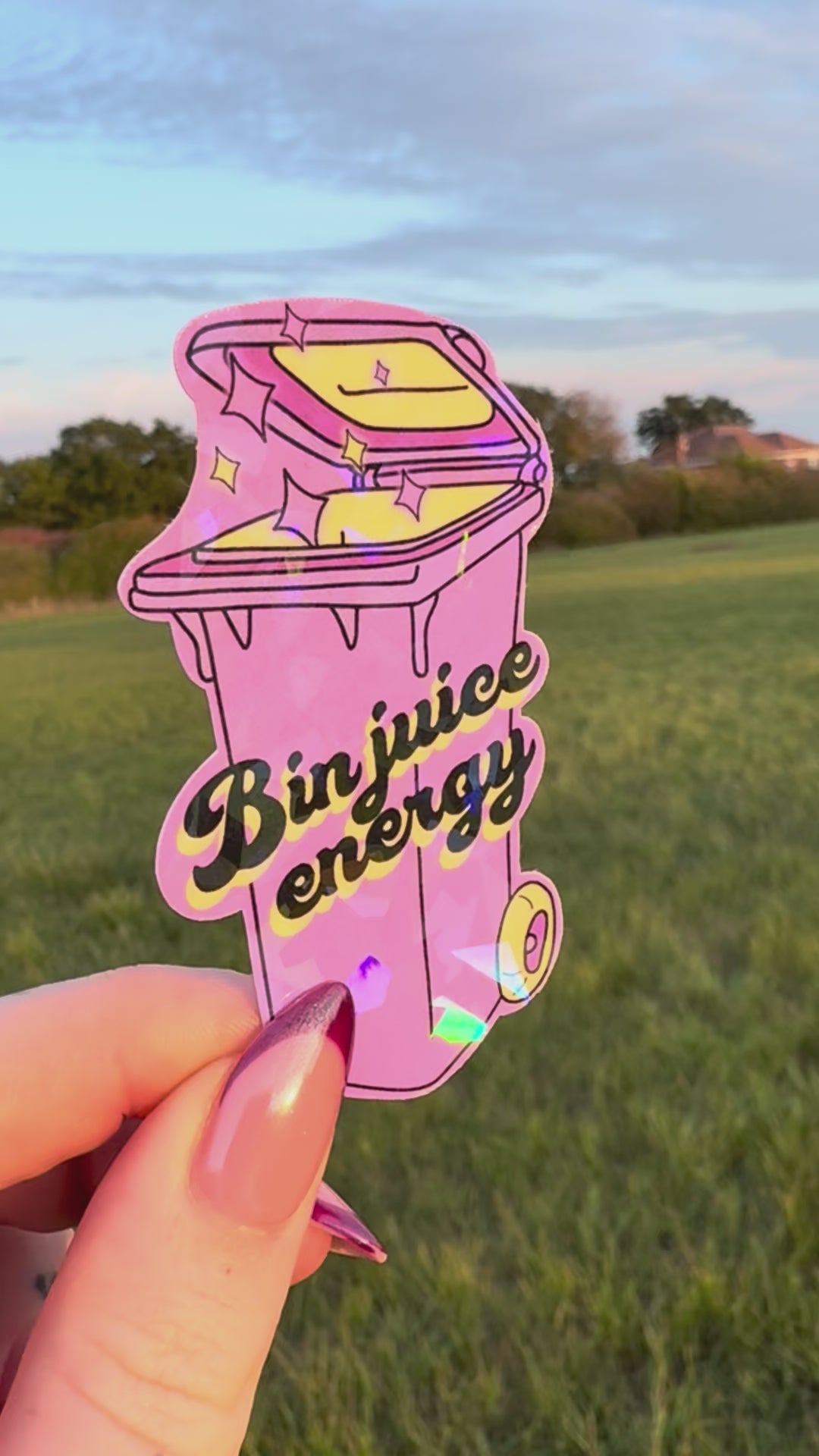 Bin juice energy holographic sticker