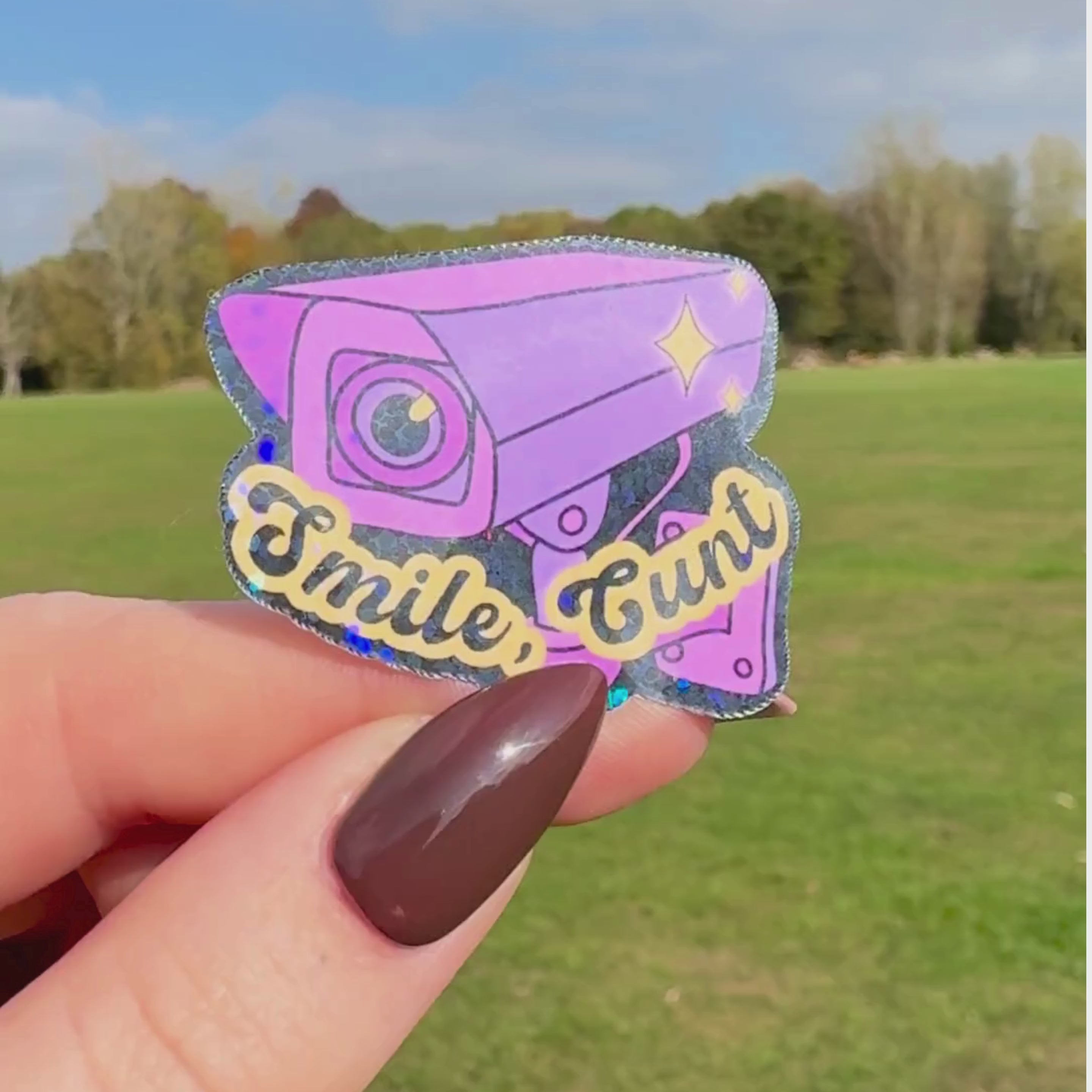 Smile cunt CCTV holographic sticker