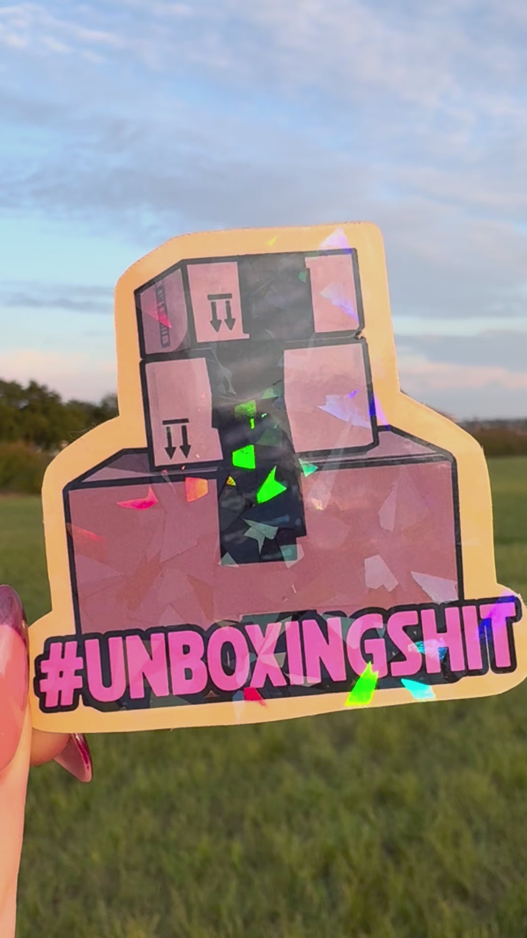 Unboxing shit holographic sticker