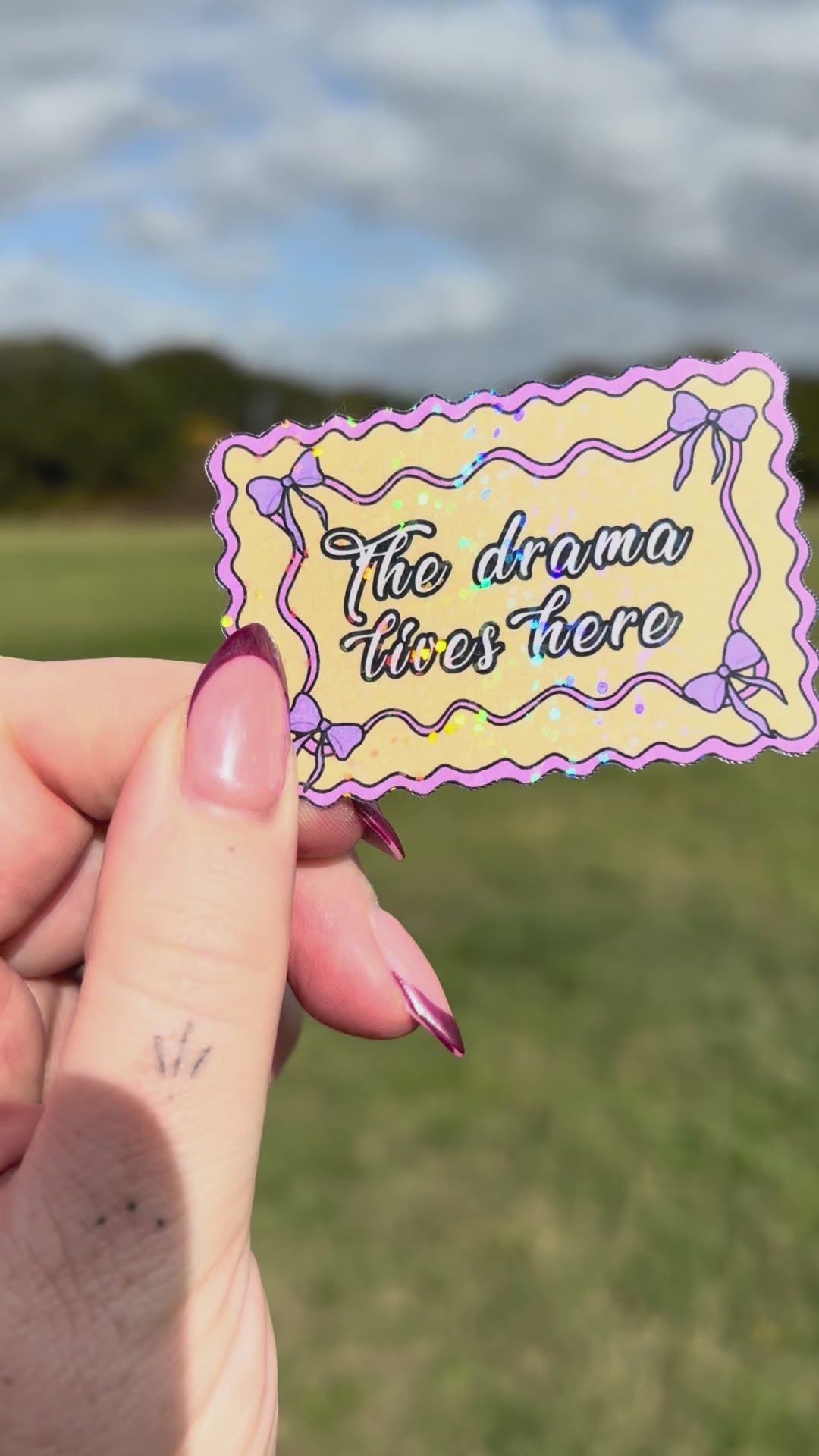 The drama lives here doormat holographic sticker