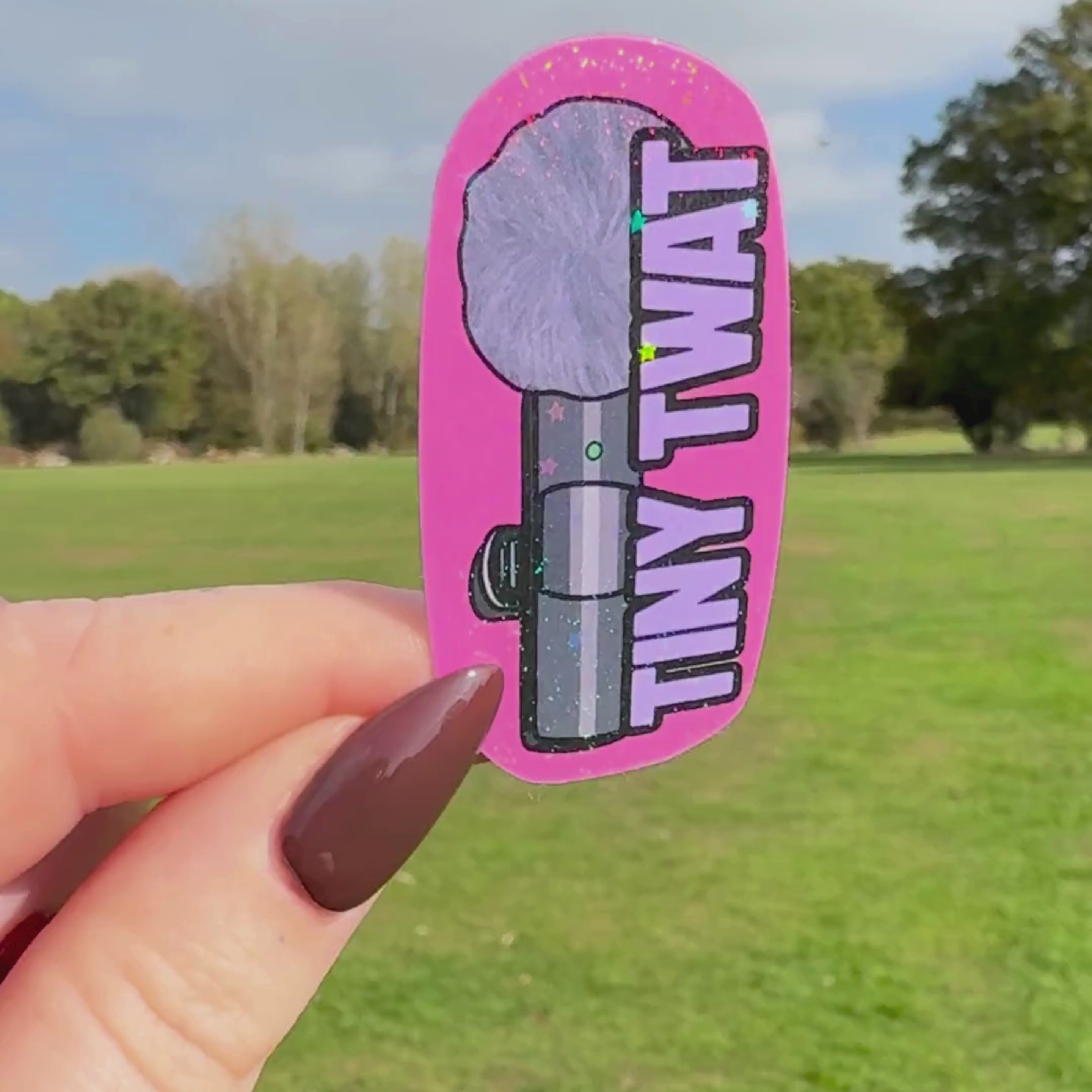 Tiny twat mini microphone holographic sticker