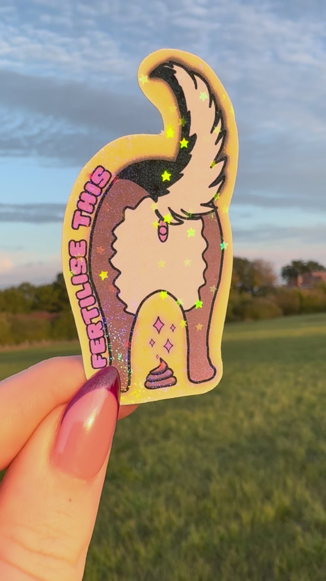 Fertilise this holographic sticker