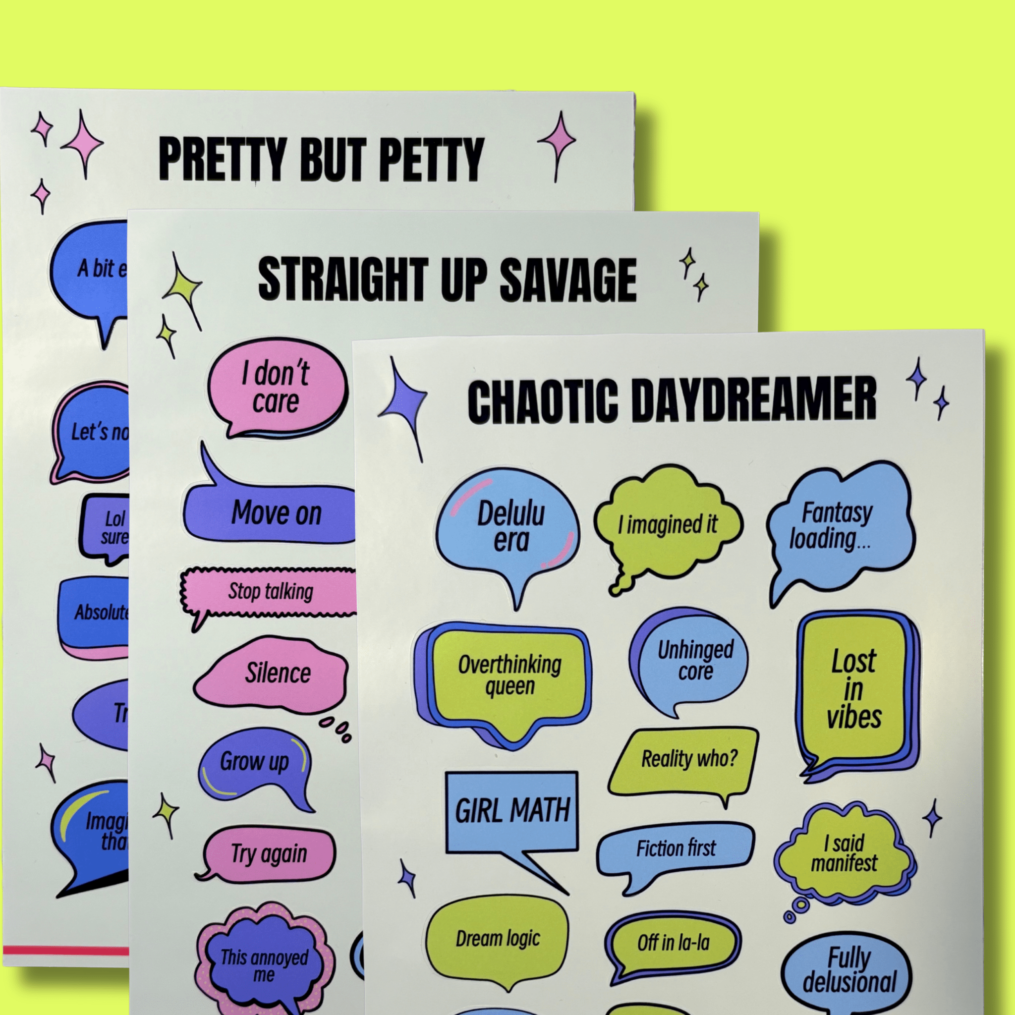 The personality pack 3 sheet sticker bundleJournal Sticker SheetThe Offensive Sticker Co.